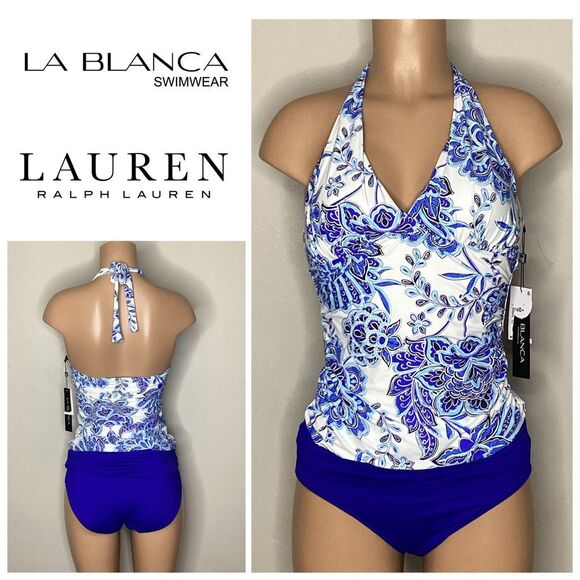 New. La Blanca & Lauren Ralph Lauren tankini. Medium. Retails $169 - Picture 1 of 8